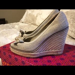 Tory Burch espadrille high heel wedges